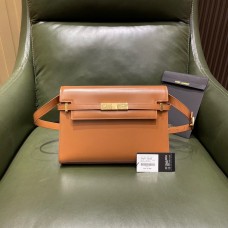 BRICK AND DARK EBENE MANHATTAN SHOULDER BAG IN BOX SAINT LEATHER