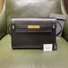 BLACK MANHATTAN SHOULDER BAG IN BOX SAINT LEATHER