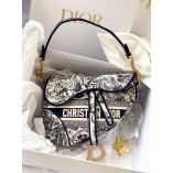 Dion Saddle Bag with Black and White Embroidery (25.5CM)