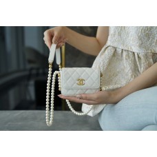Chanle 2021 S/S New Mini WOC with Pearl Chain & Pure White(12cm)