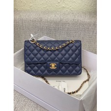 Chanle Classic Flap Caviarleather (Navy,Golden, 25cm)