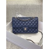 Chanle Classic Flap Caviarleather (Navy,Sliver, 25cm)