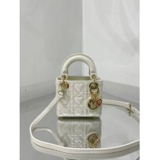 Super Micro Lady Dion AMOUR Bag (White, 12cm)