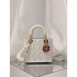 Lady Dion AMOUR My ABCDion Bag with Lambskin(White, 20CM)