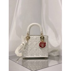 Lady Dion AMOUR My ABCDion Bag with Lambskin(White, 20CM)