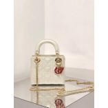 Mini Cannage Lady Dion AMOUR Bag (White, 17CM)