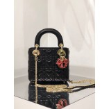Mini Cannage Lady Dion AMOUR Bag (Black, 17CM)