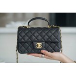 [TOP QUALITY] 2021 NEW SS CF GOLD-BALL BLACK HANDBAG (20cm)