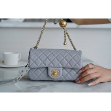 [TOP QUALITY] 2021 NEW SS CF GOLD-BALL LIGHT GREY HANDBAG (20cm)