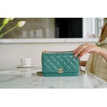 CHANLE 2021 NEW WOC (GREEN, GOLDEN HARDWARE, 20CM)