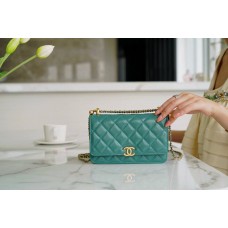 CHANLE 2021 NEW WOC (GREEN, GOLDEN HARDWARE, 20CM)