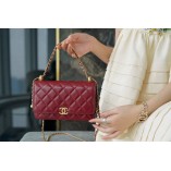 CHANLE 2021 NEW WOC (WINE RED, GOLDEN HARDWARE, 20CM)