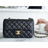 Chanle Classic Flap Lambskin (Black,Golden, 20cm)