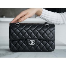 Chanle Classic Flap Lambskin (Black,Sliver, 23cm)