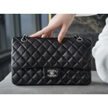 Chanle Classic Flap Lambskin (Black,Sliver, 25cm)