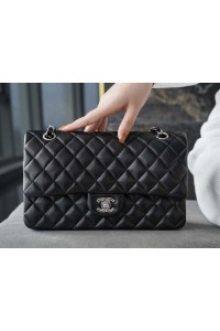 Chanle Classic Flap Lambskin (Black,Sliver, 25cm)