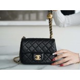 Chanle Mini Classic Flap Gold-Tone Lambskin (Black,17cm)