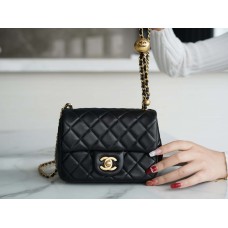 Chanle Mini Classic Flap Gold-Tone Lambskin (Black,17cm)