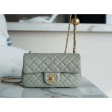 Chanle Mini Classic Flap Gold-Tone Lambskin (Gray,20cm)