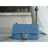 CHANLE MINI CLASSIC FLAP GOLD-TONE  (DENIM, 20CM)