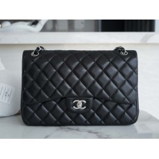 Chanle Classic Flap Lambskin (Black,Sliver, 30cm/33cm)