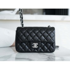  Chanle Classic Flap Lambskin (Black,Sliver, 20cm)