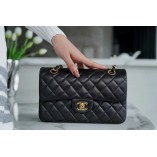 Chanle Classic Flap Lambskin (Black,Golden, 20cm/23cm)