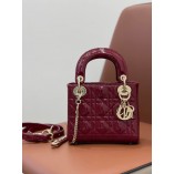 Mini Cannage Patent Calfskin Lady Dion Bag(17CM)