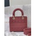 Medium Lady Dion D-Lite Bag(Rose Red, 24CM)