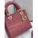 Medium Lady Dion D-Lite Bag(Rose Red, 24CM)