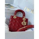 Lady Dion My ABCDion Bag with Cannage Patent (Cherry Red, 20CM)