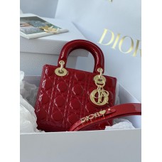 Lady Dion My ABCDion Bag with Cannage Patent (Cherry Red, 20CM)