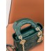 Mini Cannage Patent Calfskin Lady Dion Bag (Dark Green, 17CM)