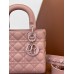 Lady Dion Medium Bag with Ultramatte Cannage Calfskin (Rose Pink, 20CM)