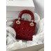 Mini Cannage Patent Calfskin Lady Dion Bag(Cherry Red, Sliver Hardware, 17CM)