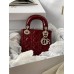 Mini Cannage Patent Calfskin Lady Dion Bag(Cherry Red, Sliver Hardware, 17CM)