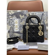 Mini Cannage Lambskin Lady Dion Bag (Black, 17CM)