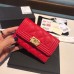 Chanle Classic Wallet in Red & Grained Calfskin