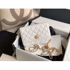 Lambskin WOC with little golden ball (White, Golden Hardware, 19cm)