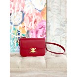 Triomphe Medium Bag in Calfskin Leather (Hot Red 23cm)