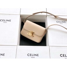 Triomphe Teen Bag in Calfskin Leather (Off-White 18.5cm)