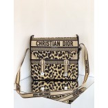 DION CAMP OBLIQUE BAG with Leopard print (28CM) 