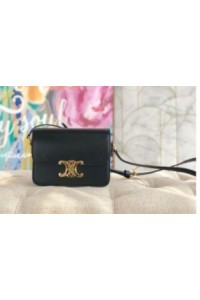 Triomphe Medium Bag in Calfskin Leather (BLACK 22.5 cm)