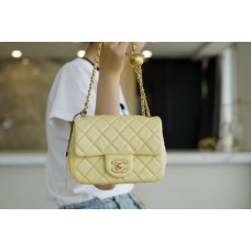 [TOP QUALITY] 2021 NEW SS CF GOLD-BALL LIGHT YELLOW HANDBAG (18CM)