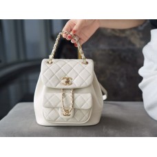 CH@NEL MINI BACKPACK DUMA BAG (WHITE,18CM)