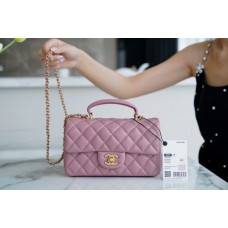 [TOP QUALITY] 2022 NEW SS CF PINK HANDBAG WITH HANDLE(20CM)