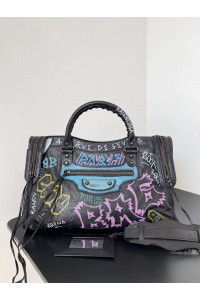 2023 B@lenciaga Graffiti Classic City Handbag (Large Size)