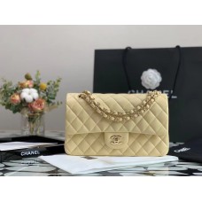  A TOP QUALITY CHANLE CLASSIC FLAP LAMBSKIN (GOLDEN, 25CM)
