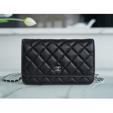 2022 New Chanle CF Lambskin WOC (Black,Sliver, 19cm)