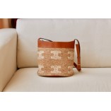 C*LIN* SMALL SOFT BUCKET BAG IN TRIOMPHE JACQUARD AND CALFSKIN(25CM)